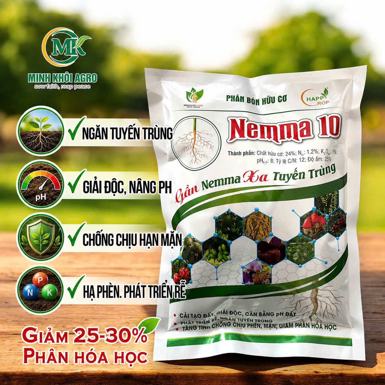 Phân bón hữu cơ Nemma 10 - Gói 1kg
